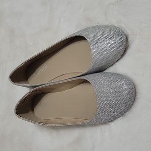 Silver Sparkle Womens Dressy Ballet Flats Size 9